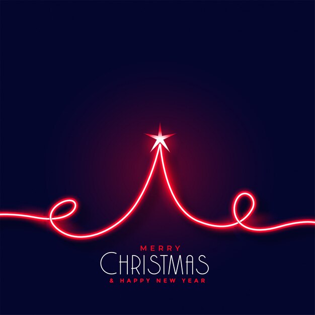 Creative red neon christmas tree background