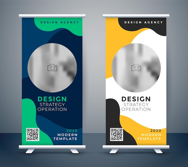 Free Vector creative roll up business banner design template