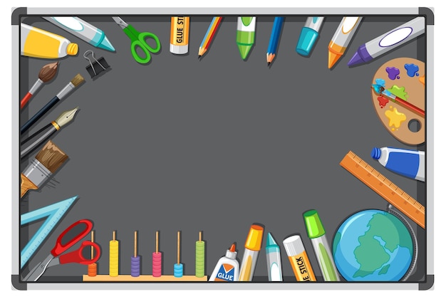 Free Vector creative school supplies border