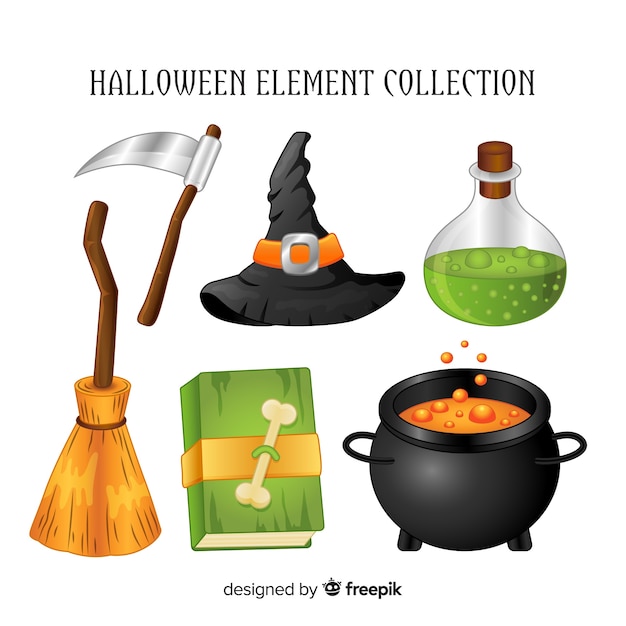 Free Vector creative set of halloween elements