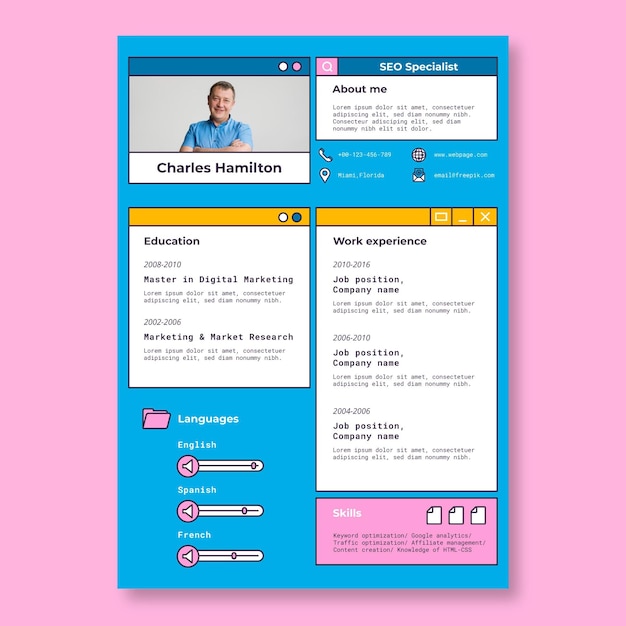 Creative simple charles seo specialist resume