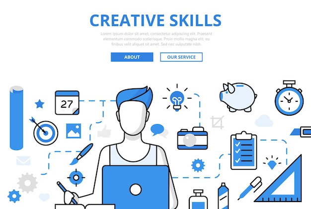 CREATIVE SKILLS  banner in flat style