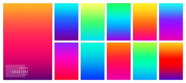 Creative soft gradient color design for mobile app. Bright modern concept set.