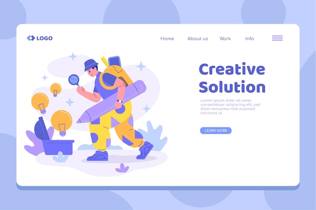 Creative solutions flat landing page template