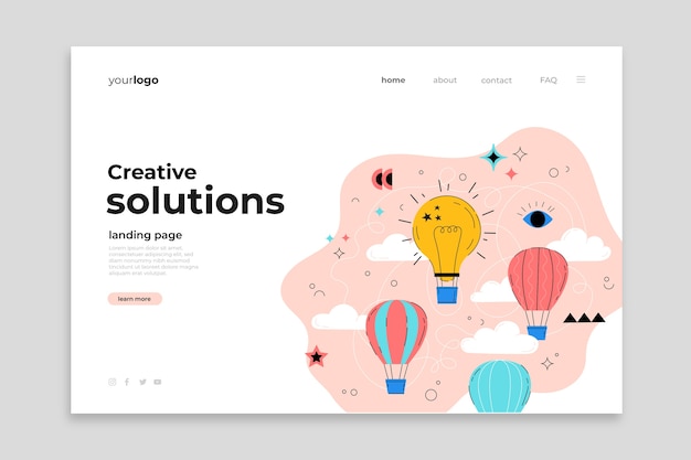 Free Vector creative solutions landing page template