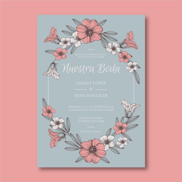 Free Vector creative spanish wedding invitation