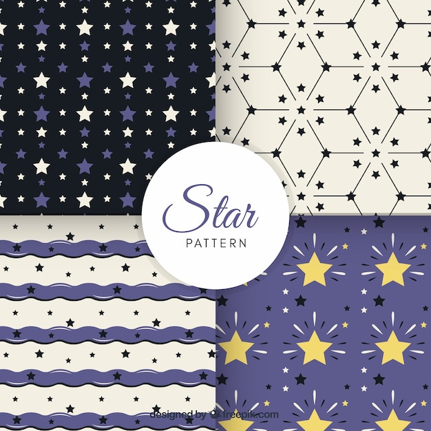 Free vector creative star pattern set of four