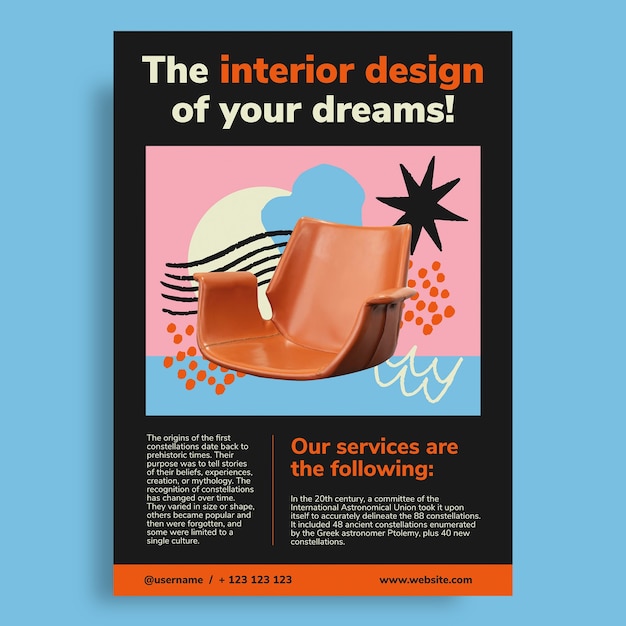 Creative studio interior design poster