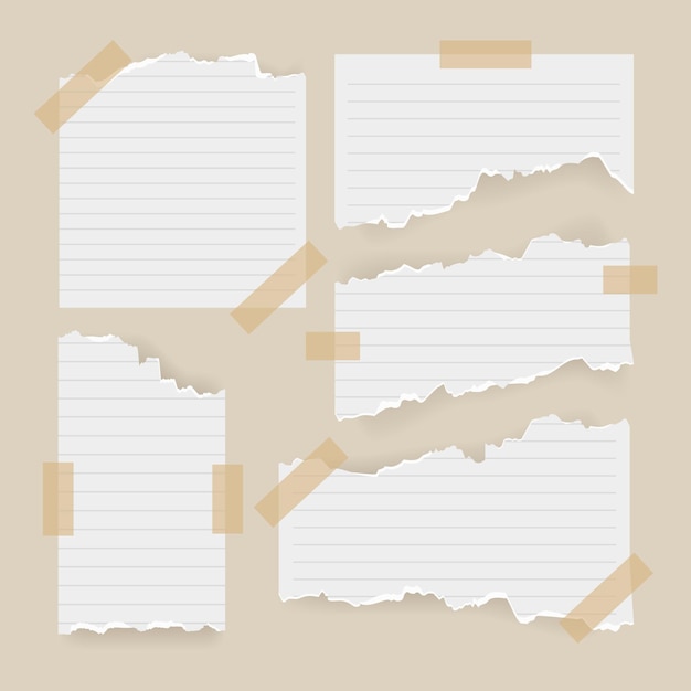 Free vector creative torn paper with tape pack