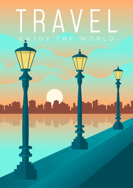 Free Vector creative travelling poster design illustrated