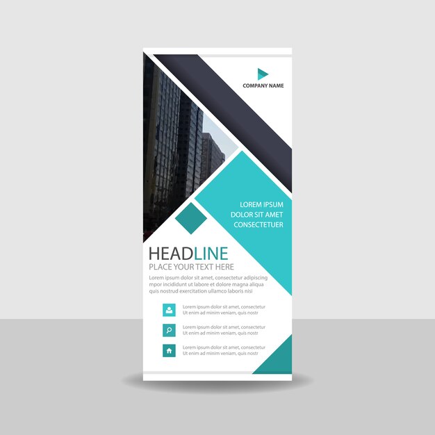 Creative turquoise commercial roll up banner