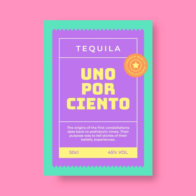 Creative uno por ciento tequila rectangle label