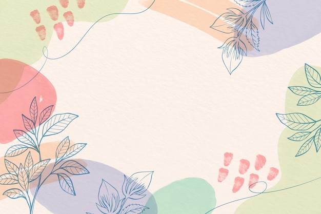 Creative watercolor background with drawn flowers