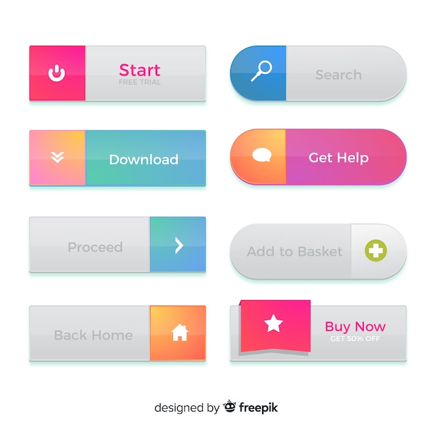 Creative web buttons in gradient style