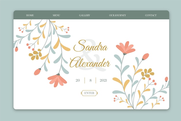 Free Vector creative wedding landing page template