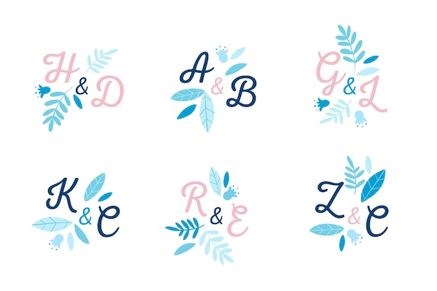 Free Vector creative wedding logo collection