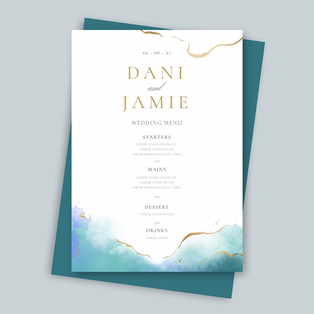 Creative wedding restaurant menu template