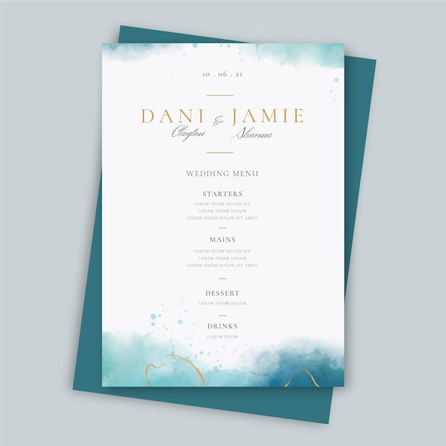 Creative wedding restaurant menu