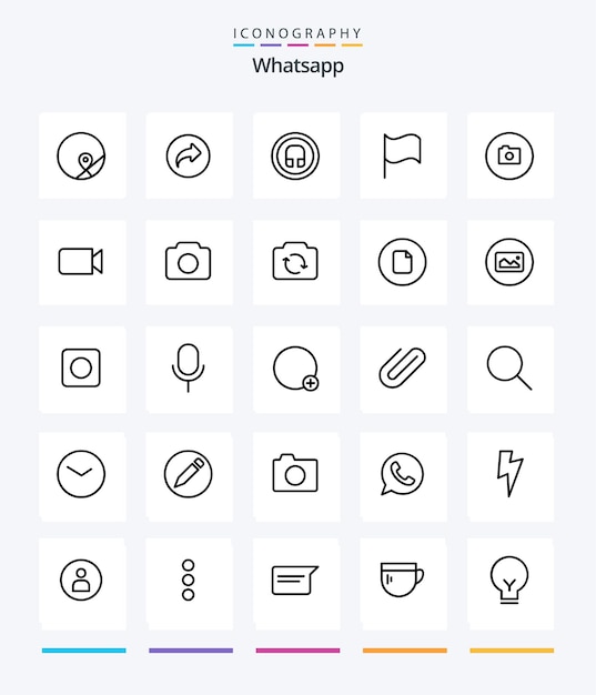 Creative Whatsapp 25 OutLine icon pack Such As basic camera earphone ui basic