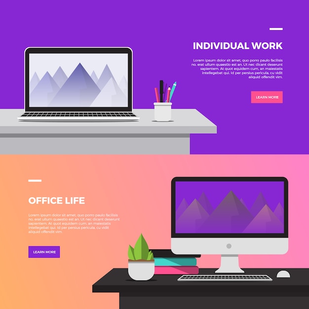 Free Vector creative workspace desktop banner 