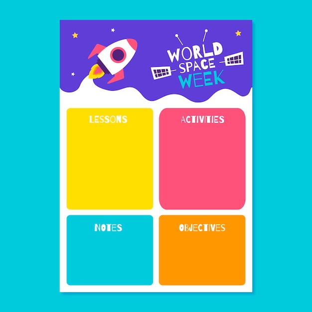 Free vector creative world space week lesson plan