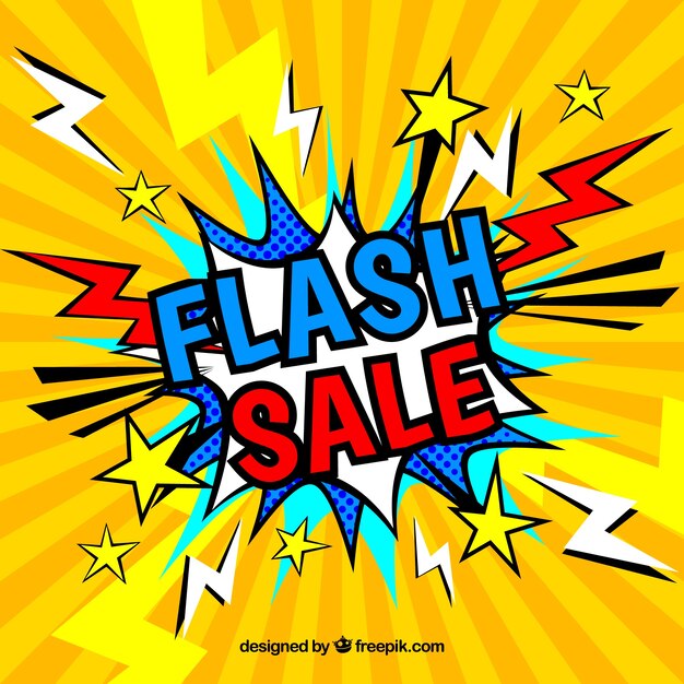 Creative yellow flash sale background in comic style