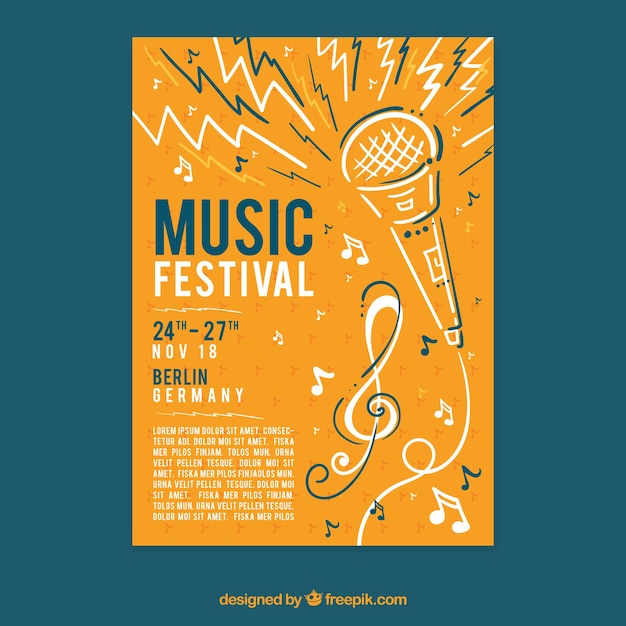 Free vector creative yellow flyer concept for music party