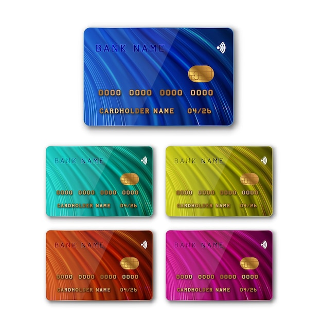 Free vector credit card for payment multicolored set vector