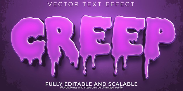 Free Vector creep text effect, editable horror and scary text style