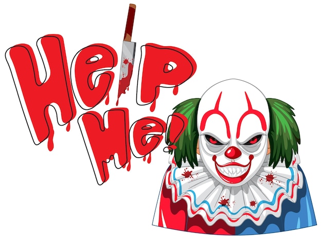 Free Vector creepy clown banner with help me word