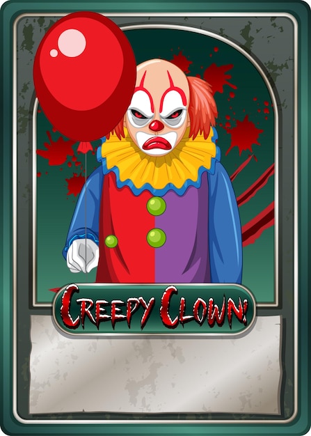 Free vector creepy clown character game card template