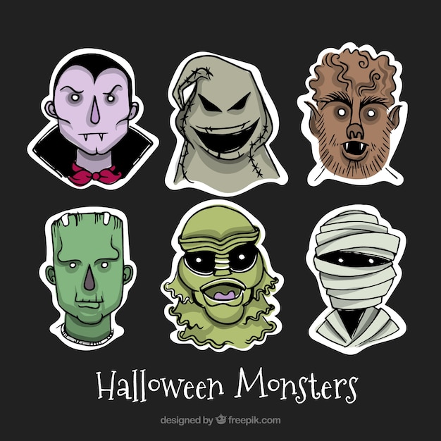 Free Vector creepy collection with halloween monsters