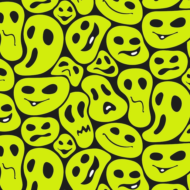 Creepy distorted emoticon pattern template