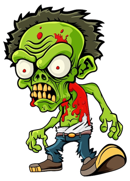 Free Vector a creepy green zombie in cartoon style