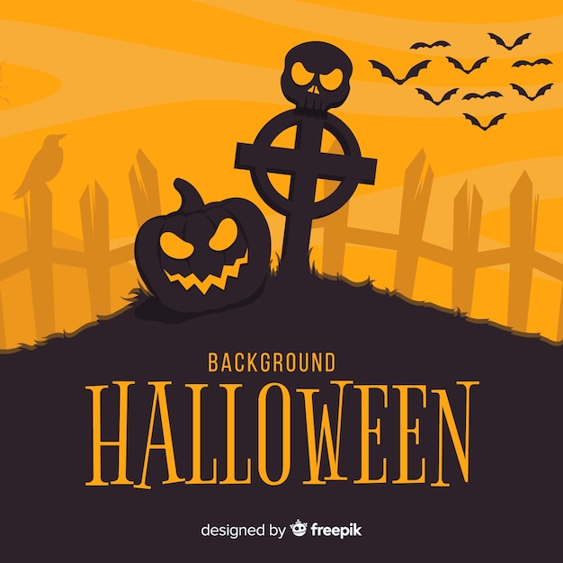 Creepy halloween background with flat design