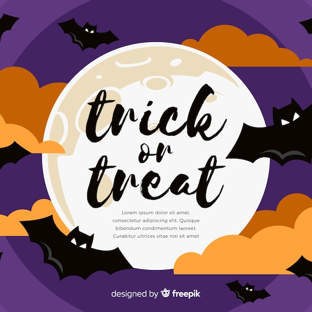 Creepy halloween background with flat design