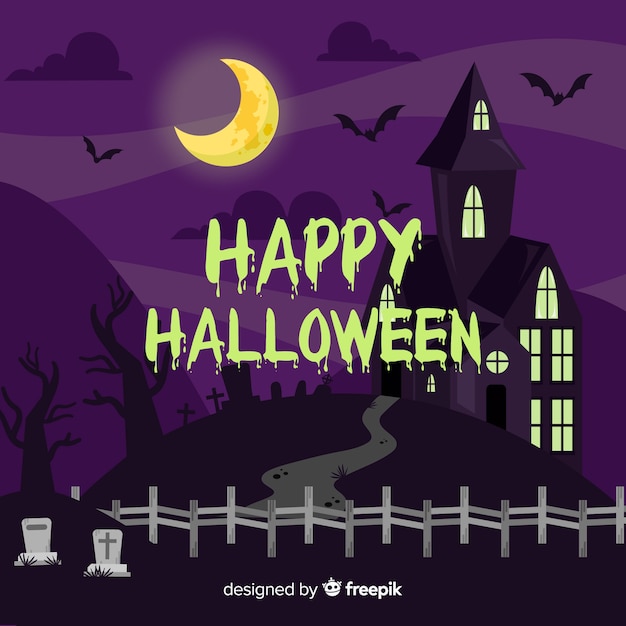 Free vector creepy halloween background with flat design