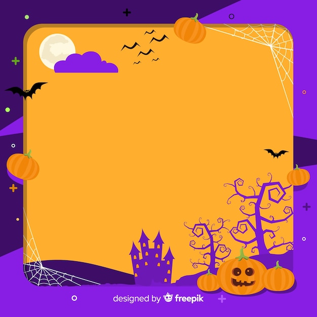 Creepy halloween frame with flat design