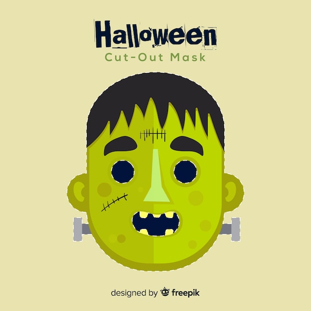 Free Vector creepy halloween mask with flat design