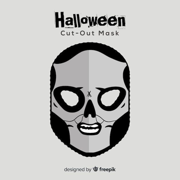 Free Vector creepy halloween mask with flat design