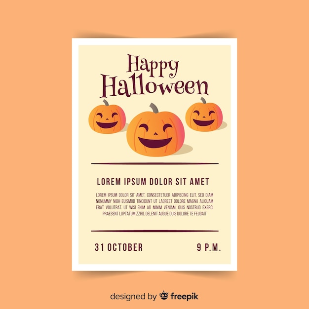 Creepy halloween party poster with flat design