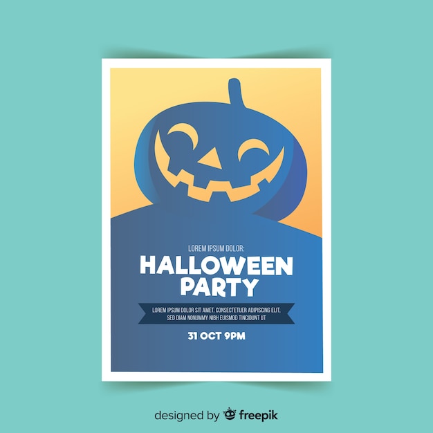 Creepy halloween party poster with flat design