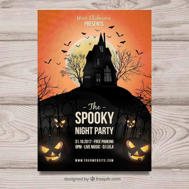 Free Vector creepy halloween party poster