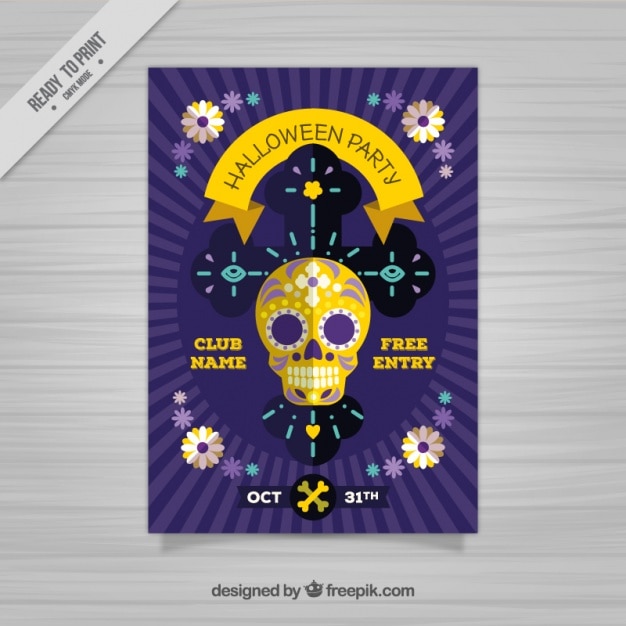 Free Vector creepy halloween poster  