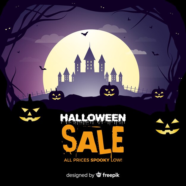 Creepy halloween sale composition with flat design