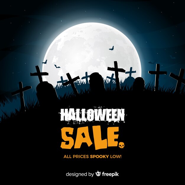 Creepy halloween sale composition with realistic design