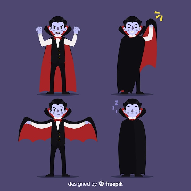 Free Vector creepy halloween vampire character collection