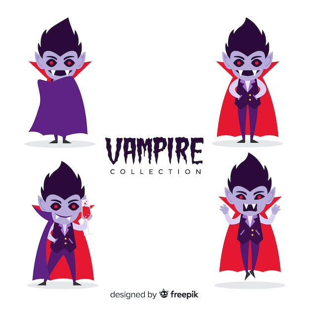 Free Vector creepy halloween vampire character collection