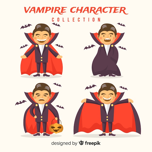 Creepy halloween vampire character collection