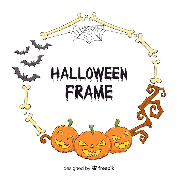 Free Vector creepy hand drawn halloween frame